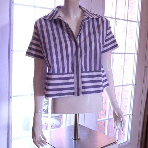 COPY - Banana Republic Laurel button down shirt purple & white French cuff size… - Picture 1 of 11
